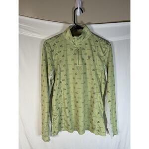 Ariat Tek Heat Women's L 1/4 Zip Pullover Green Stripe Equestrian Print Top Sun